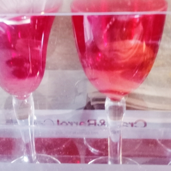 Crate & Barrel Red Cordials Set/4 Liquor Glasses Mini Size Gift - Picture 3 of 13